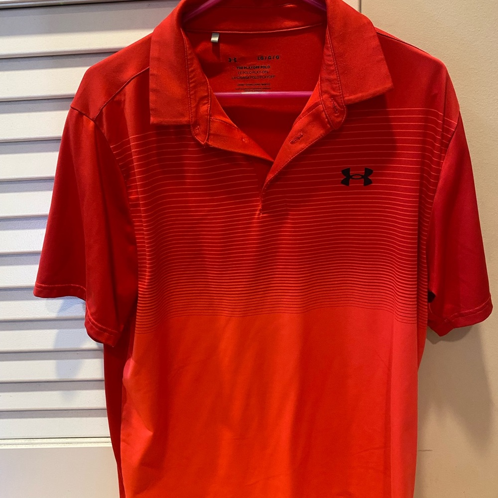 Red/orange under armour polo large